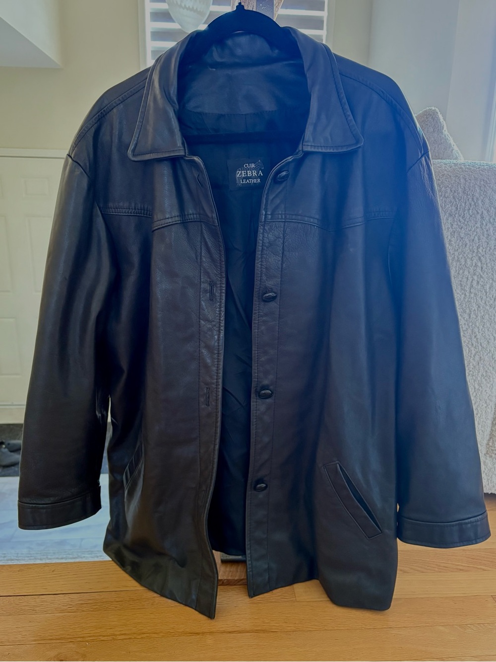 Zebra Black Leather Jacket